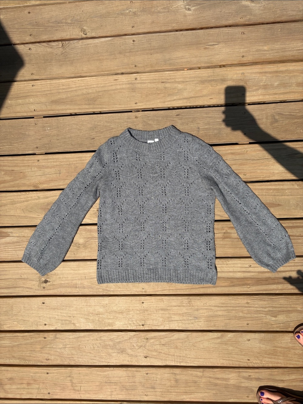GAP Gray Ribbed Crewneck Sweater